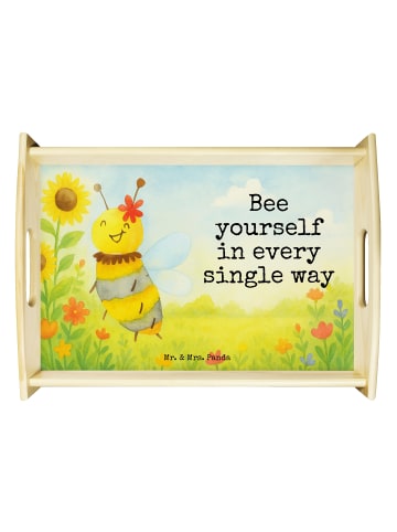 Mr. & Mrs. Panda Tablett Biene Blume Design mit Spruch in Weiß