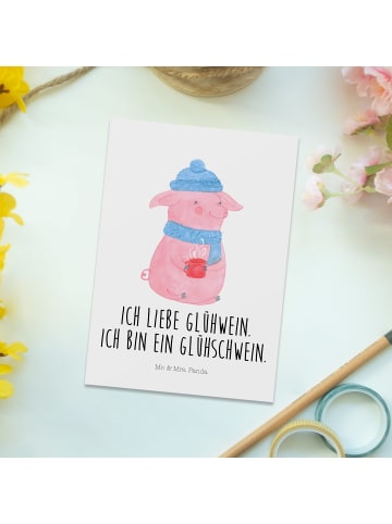 Mr. & Mrs. Panda Grußkarte Schwein Glühwein mit Spruch in Weiß