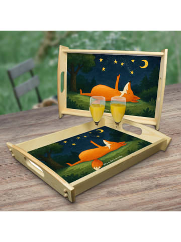 Mr. & Mrs. Panda holz serviertablett Fuchs Sterne Design ohne Sp... in Weiß