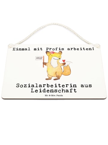 Mr. & Mrs. Panda Schild Sozialarbeiterin Leidenschaft mit Spruch in Weiß
