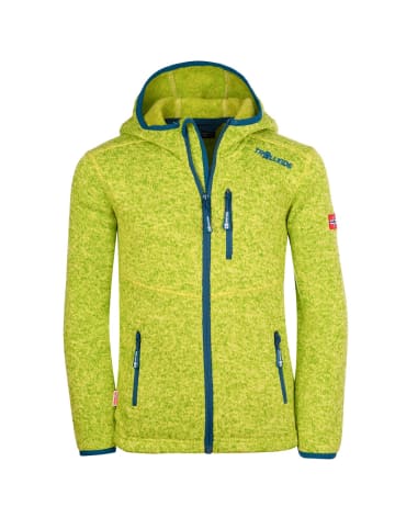 Trollkids Kapuzen Fleecejacke "Jondalen XT" in Limegelb/Petrolblau