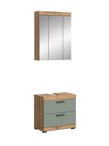 xonox.home Badkombination in Artisan Eiche/Salbei - (B) 60 x (H) 191 x (T) 37
