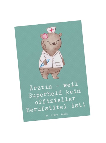 Mr. & Mrs. Panda Einzelkarte Ärztin Superheld mit Spruch in Meeresbrise