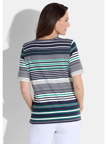 GOLDNER Kurzgröße:  Shirt in smaragd / marine / weiß / gemustert