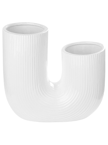 Beliani Blumenvase MITILINI in Weiß - (W) 24 x (H) 23 x (L) 10 cm