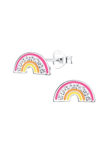 Alexander York Ohrringe, Ohrstecker REGENBOGEN pink mit Kristall weiß in 925 Sterling Silber, 2-tlg.