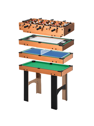 HOMCOM Multispieltisch,92L x 78B x 80H cm,Naturholz+Schwarz