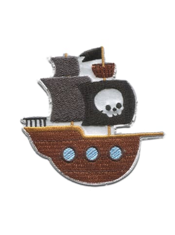 Catch the Patch Piraten Schiff Boot Totenkopf Skull BeachApplikation Bügelbild inBraun