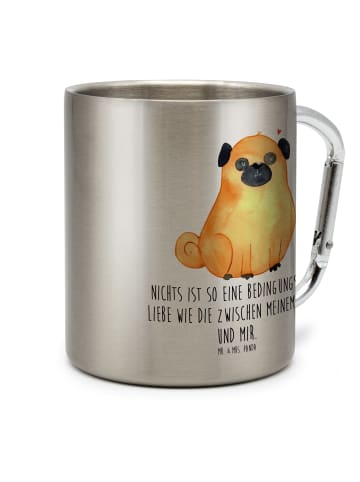 Mr. & Mrs. Panda Thermobecher Mops mit Spruch in Silber