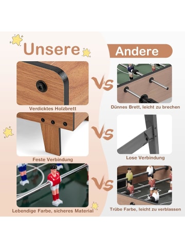 COSTWAY Mini Tischkicker aus Holz in Hellbraun