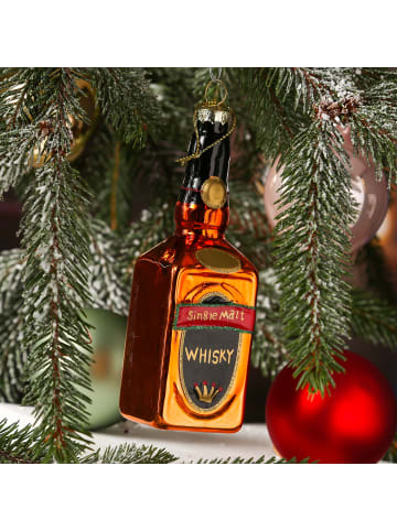 MARELIDA Weihnachtsbaumschmuck WHISKY Flasche Glas mundgeblasen H: 12cm in braun