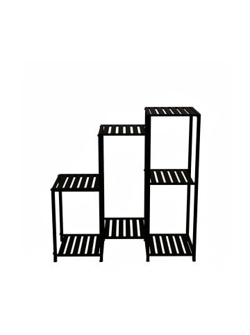 relaxdays Blumenregal in Schwarz - (B)80 x (H)81 x (T)28,5 cm