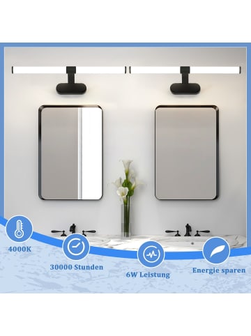 ZMH Spiegelleuchte in schwarz Modern 8W Badezimmerlampe 4000K Neutralweiß L 60CM