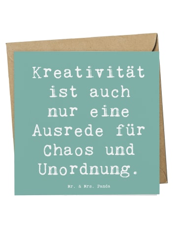 Mr. & Mrs. Panda Grußkarte Spruch Kreativität und Chaos mit Spruch in Meeresbrise