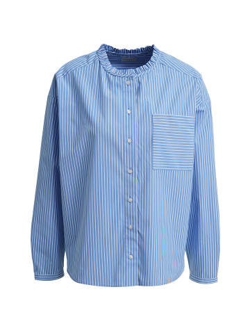 Milano Italy Oversized Bluse mit Rüschenkragen und Brusttasche in Azur Print