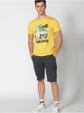KOROSHI Kurzarm T-Shirt in gelb