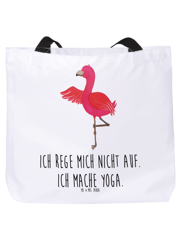 Mr. & Mrs. Panda Shopper Flamingo Yoga mit Spruch in Weiß