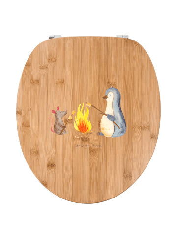 Mr. & Mrs. Panda Toilettendeckel Pinguin Lagerfeuer ohne Spruch in Braun