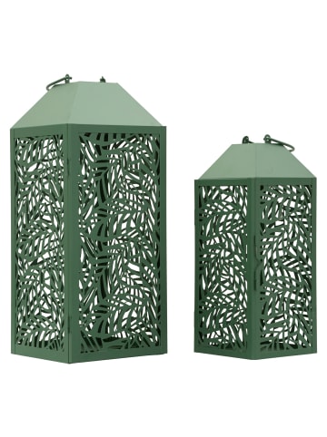 Mauro Ferretti Set aus 2 geschnitzten Metalllaternen, 18 x 18 x 44 cm – 14 x 14 x 34 cm
