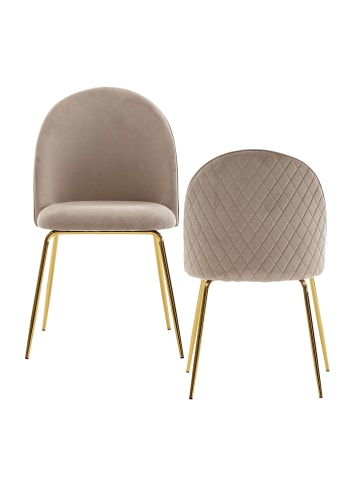 KADIMA DESIGN Design Esszimmerstuhl 2er Set Samt Gepolstert, Küchenstuhl in Beige