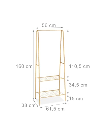 relaxdays Kleiderständer in Honigbraun - (B)61,5 x (H)160 x (T)38 cm