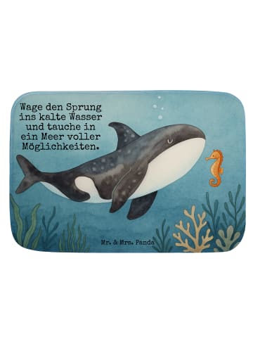 Mr. & Mrs. Panda Badteppich Orca Design mit Spruch in Weiß
