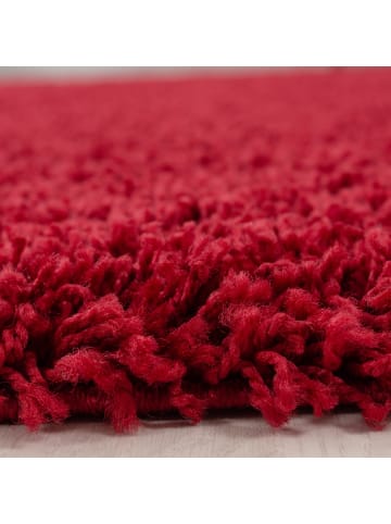 KADIMA DESIGN Teppich Hochflor Shaggy Waschbar Einfarbig RHEIN Strapazierfähig in Rot
