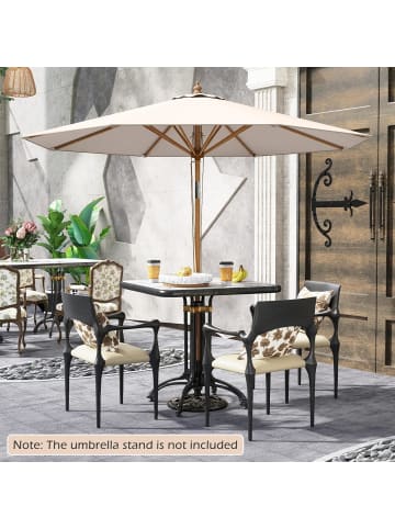 COSTWAY Sonnenschirm 270 cm mit Holzschirmstange knickbar in Beige