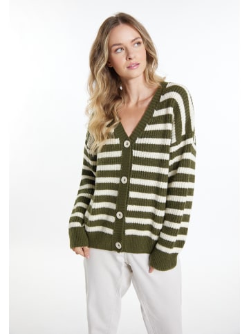 DreiMaster Damen Strickjacke in Wollweiss Oliv