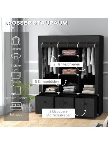 HOMCOM Stoffschrank-125L x 43B x 162,5H cm-Schwarz