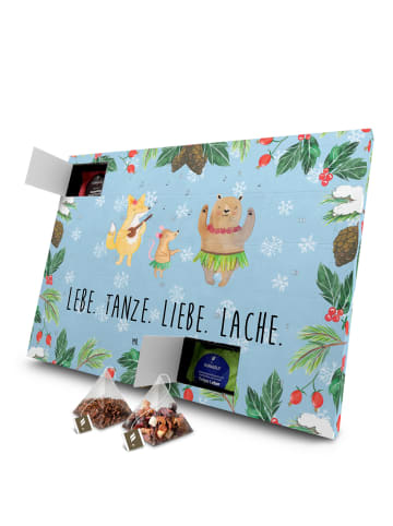 Mr. & Mrs. Panda Adventskalender Waldtiere Aloha mit Spruch in Eisblau