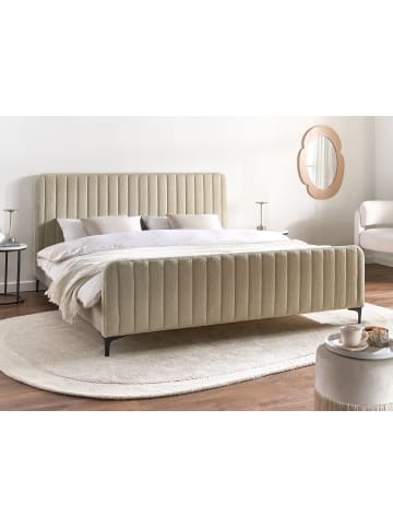 Beliani 2-tlg Doppelbett LUNAN in Beige/Schwarz