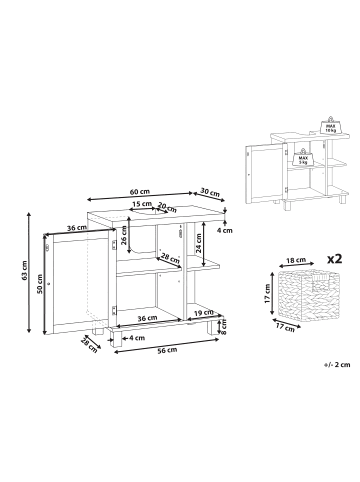 Beliani Waschbeckenunterschrank PACLLON in Weiß - (W) 60 x (H) 63 x (L) 30 cm