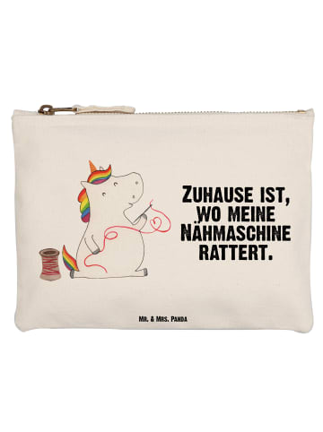 Mr. & Mrs. Panda Kosmetiktasche Einhorn Näherin mit Spruch in Weiß