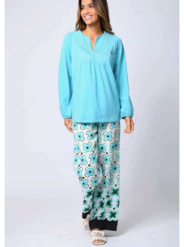 Alba Moda Bluse mit grafischer Stickerei in türkis