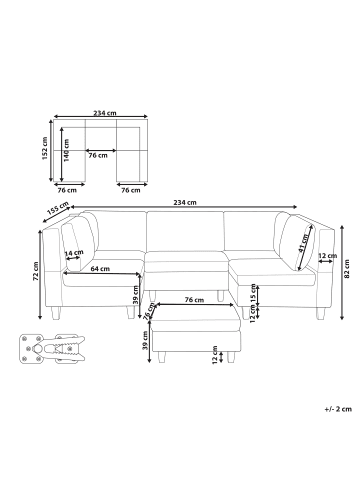 Beliani 6-tlg Modulsofa UNSTAD in Braun/Schwarz