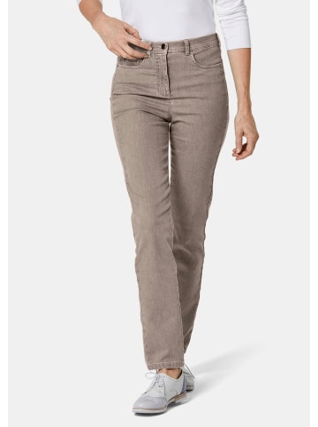 GOLDNER Damen Jeans Slim Fit LOUISA mit Stretch-Anteil in taupe
