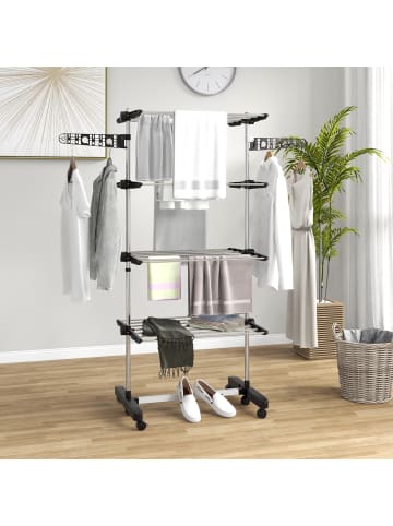 HOMCOM Wäscheständer in Schwarz 142L x 55B x 172H cm