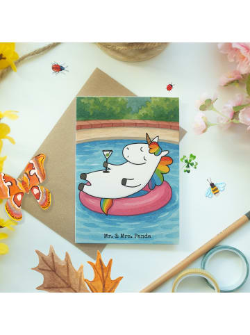 Mr. & Mrs. Panda Grußkarte Einhorn Blümchentail Design ohne Spruch in Weiß