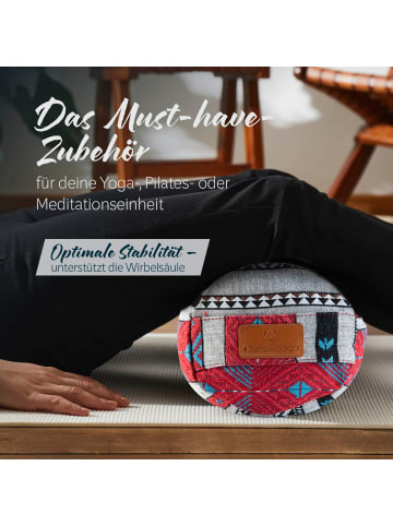 DoYourFitness Yoga-Bolster Tarik gefüllt Dinkelspelz rund Style 16 Bunt