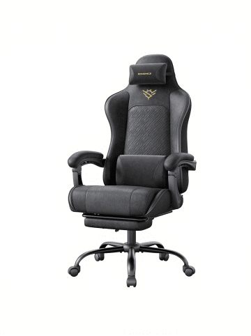 SONGMICS Gaming-Stuhl Cathy in Tintenschwarz - (B)64 x (H)133 x (T)66 cm