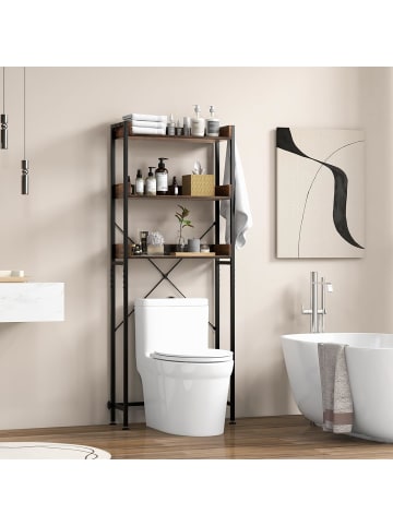 COSTWAY Toilettenregal 3-stufig in Braun