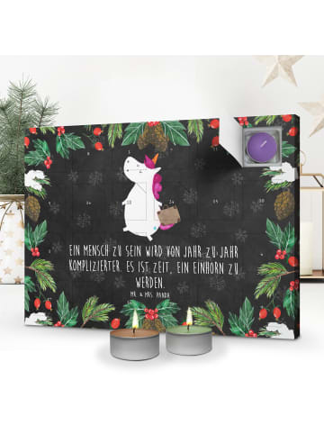 Mr. & Mrs. Panda Kerzen Adventskalender Einhorn Koffer mit Spruch in Kreidetafel