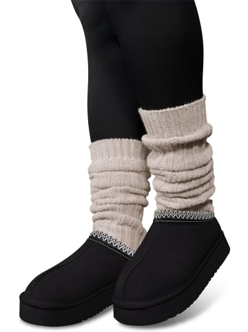 normani 2 Paar Strickstulpen mit wärmender Alpakawolle in Beige/Hellgrau