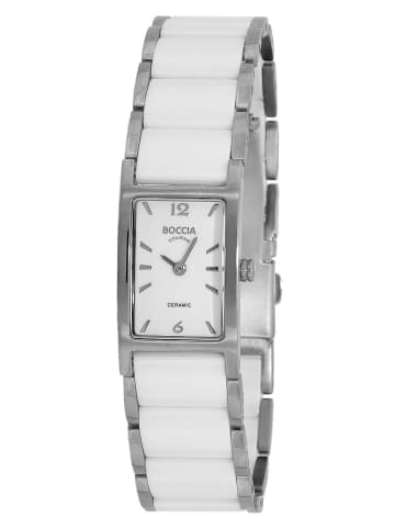 Boccia Titan Keramik Damenuhr Weiß / Silber