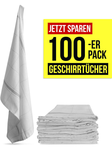 Aspero Aspero 100 Geschirrtücher aus Baumwolle in Grau kariert