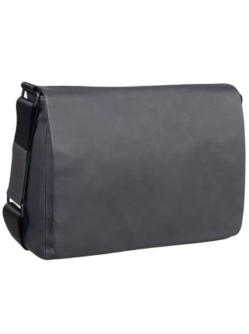 Leonhard Heyden Den Haag Messenger Leder 37 cm Laptopfach grau