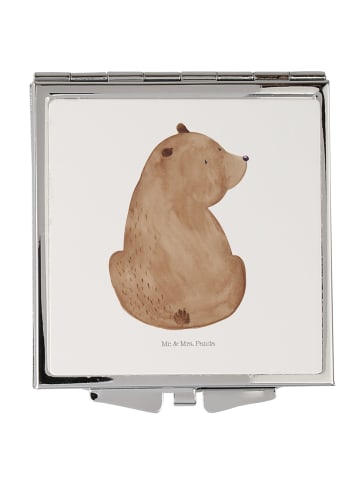 Mr. & Mrs. Panda Kosmetikspiegel Bär Schulterblick ohne Spruch in Weiß