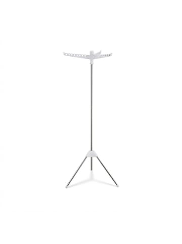 relaxdays Wäscheständer Kleiderbügel in Silber/ Weiß - (B)62 x (H)150 x (T)52 cm