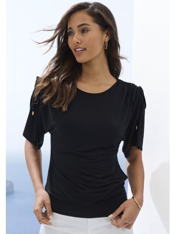 LASCANA Rundhalsshirt in schwarz